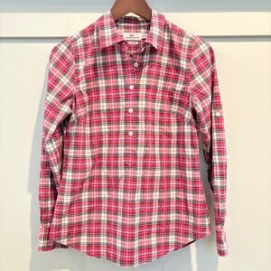 Vineyard Vines Popover Shirt 0 Pink Cotton Cashmere Blend Button Plaid Preppy